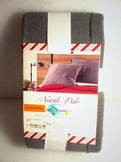 2 North Pole Trading Co. Cable Knit Gray Euro Shams 26"x26" (4 Sets Ava.) NEW