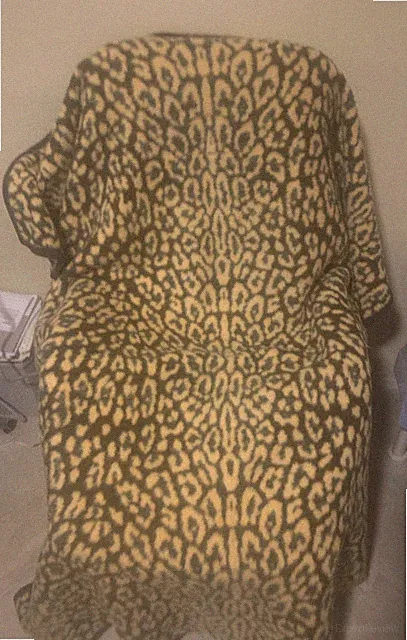 2 Vintage Bedspreads Couch Throws Leopard Skin 90"L x 60"W 1960's READ DESCRIP