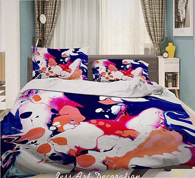 3D Acrylic Paint Texture Quilt Cover Set Bedding Sets Pillowcases Queen 2