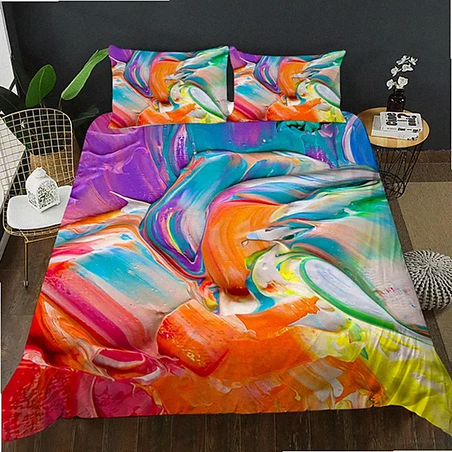 3D Colorful Acrylic Oil Painting Quilt Cover Set Bedding Sets Pillowcases 221
