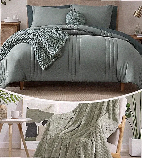 7-Piece Comforter Set with Cozy Fleece Throw Blanket Bundle
