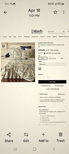 Austin Horn Classics Cosmopolitan Toile Queen Comforter Set Blue/Ivory