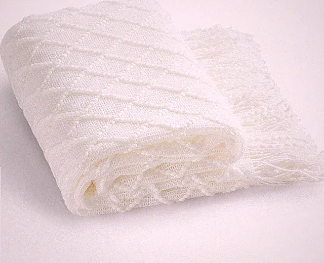 Bedsure Acrylic Yarn Dyed Tassel Diamond Blanket White 50x60 NEW