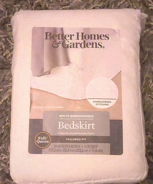Better Homes & Gardens White Embroidered Bed Skirt Full/Queen Machine Washable