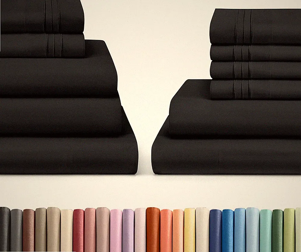 Black Split King Bed Sheets Set - 4 & 6 Piece Collection