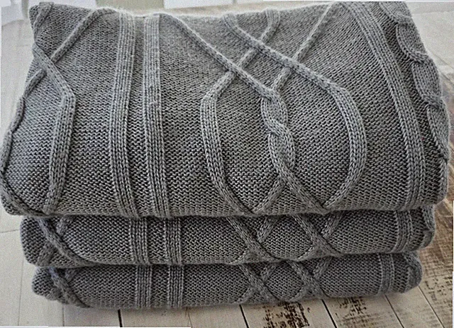 Cableknit Euro Pillow Sham (3). Madison Park Signature Collection. Grey.