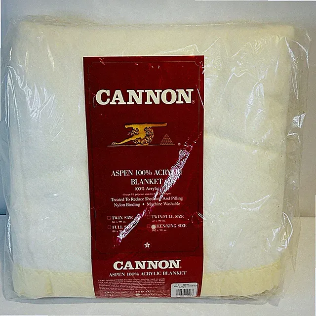 Cannon Aspen 100% Acrylic Blanket Nylon Binding Queen/King 102x90 Champaign New