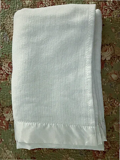 🔴 Chatham 100% Acrylic Woven Blanket Satin Binding Twin 62"x90" White Made USA