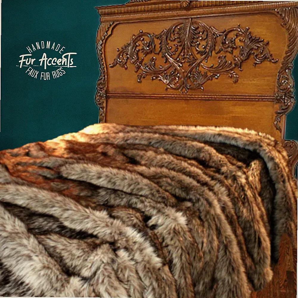 Faux Fur Bedspread, Throw Blanket, Faux Animal Fur, Minky Lining Handmade USA