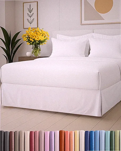 Full Size Bed Skirt 3 Sided Pleated Deep Pocket Dust Ruffle No Slip Ultra Soft
