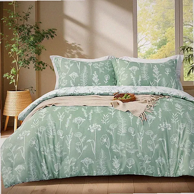 Joiedomi Full Size Comforter Set, Sage Green 3 Pieces Floral Full Bedding Set fo