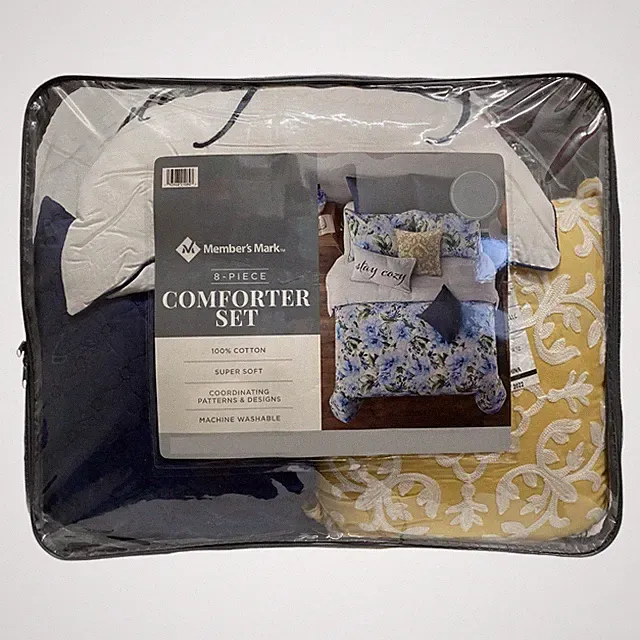Member's Mark 8 Piece Cotton Comforter Set with Throw Pillows (Zoe Blue