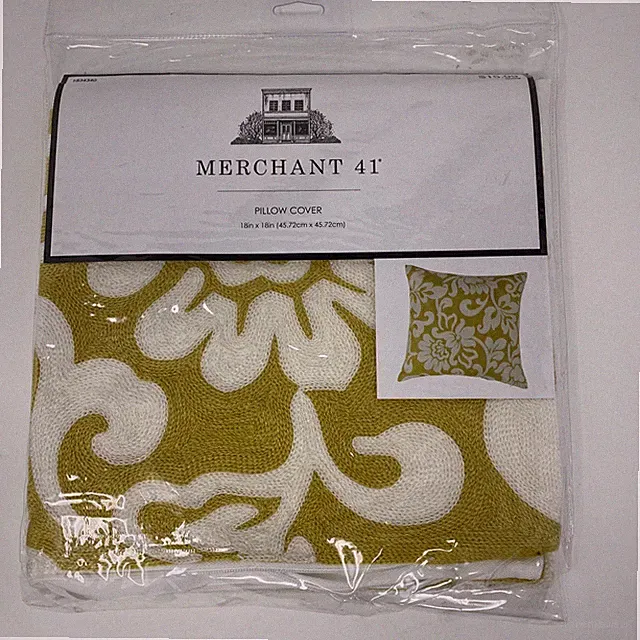 Merchant 41 #1834340 Gold Yellow Floral Pillow Form Cover 18"x18” Zipper Closure