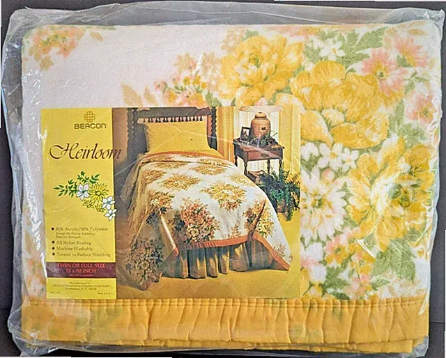 New Beacon Heirloom Bed Coverlet Blanket Twin Or Full Size 72"x 90" Made In USA