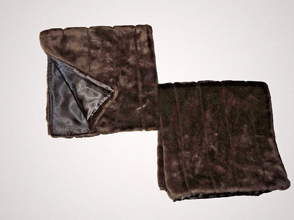 NORDSTROM HOME FAUX FUR BROWN AMBER ANIMAL (2) EURO PILLOW SHAMS 26X26