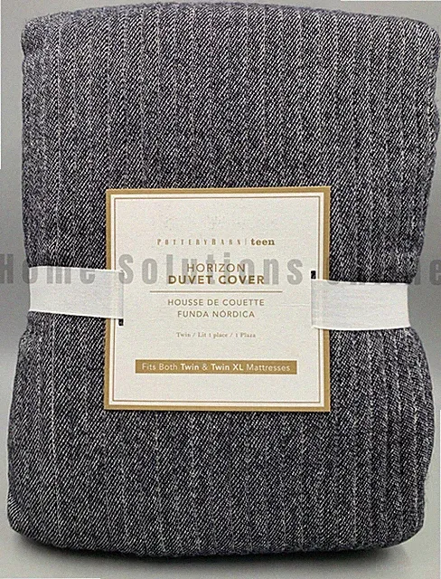 Pottery Barn Teen Horizon Stripe Duvet Cover Twin XL Charcoal #B5021