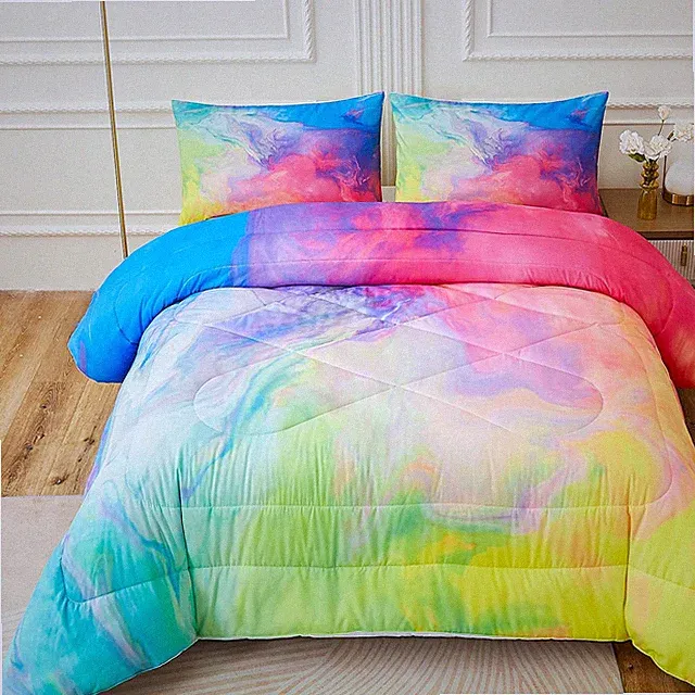 Rainbow Marble Comforter Sets,Texture in Rainbow Colors. Acrylic Painting wit...