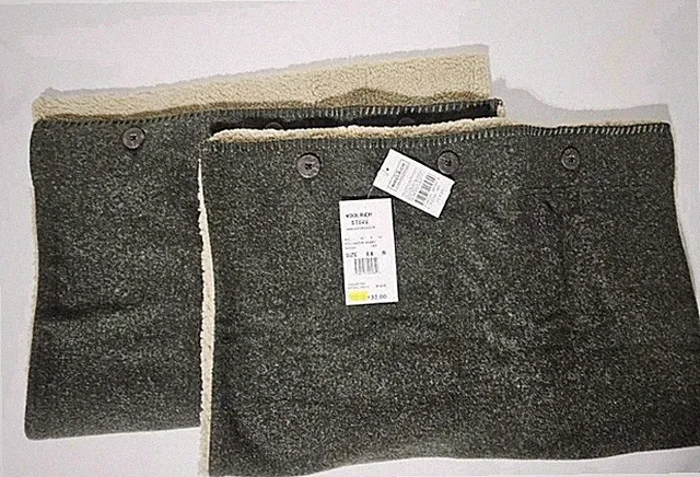 Set Of 2 Woolrich Pillow Shams Green / Shearling Buttons 21 x 27 NEW vintage