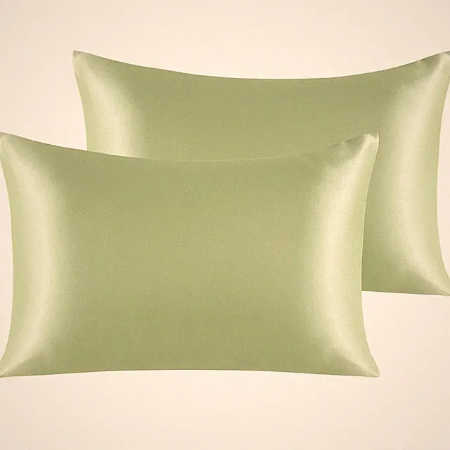 Standard Size Satin Pillowcase Set 2 Pack Nylon Waterproof Skin Smoothing Sleep