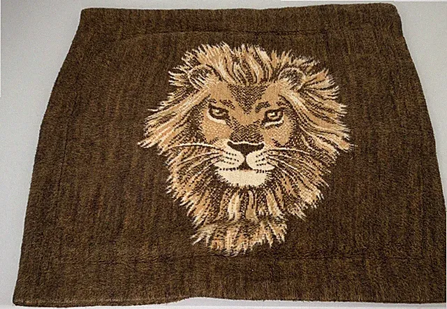 Vintage Acryl Velours Pillowcase Pillow Sham Lion Cover Brown Made In USA