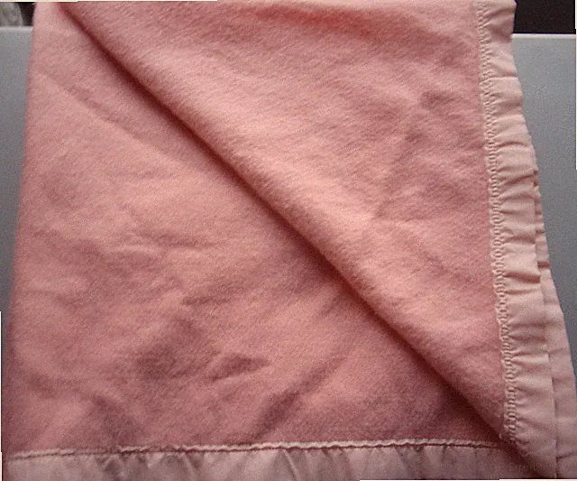 Vintage Acrylic Peach Blanket with Satin Trim - Queen 96 x 88"- Made in USA