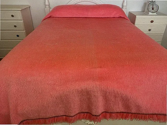 Vintage Jeldi Palette Pink Fluffy Acrylic Shag Pile Large Queen King Bedspread
