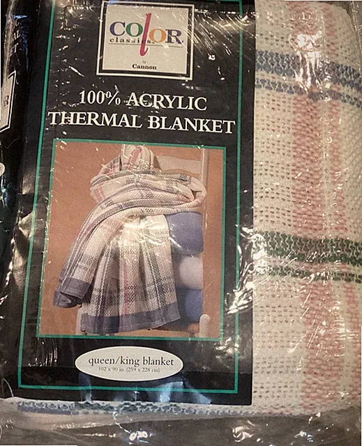 VINTAGE RARE COLOR CLASSICS by CANNON NEW 100% ACRYLIC WOVEN BLANKET QUEEN KING