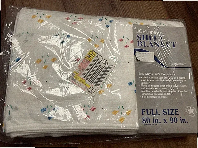 Vtg 1990s Geometric Floral Chatham Sheet Blanket