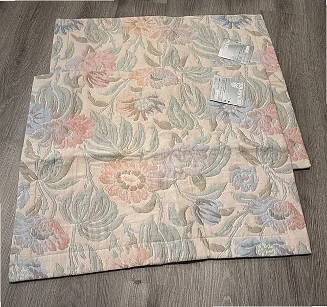 VTG Set Of 2 Tapestry Coverlet Pillowcases REVERT Spain Pastel Floral Jacquard