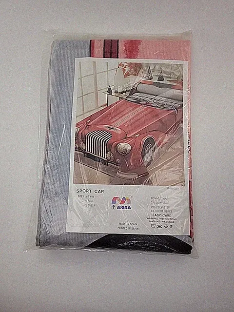 Vtg Spreadmobile Twin Size Mora Macolvi New In Package Bedspread Sports Car NOS